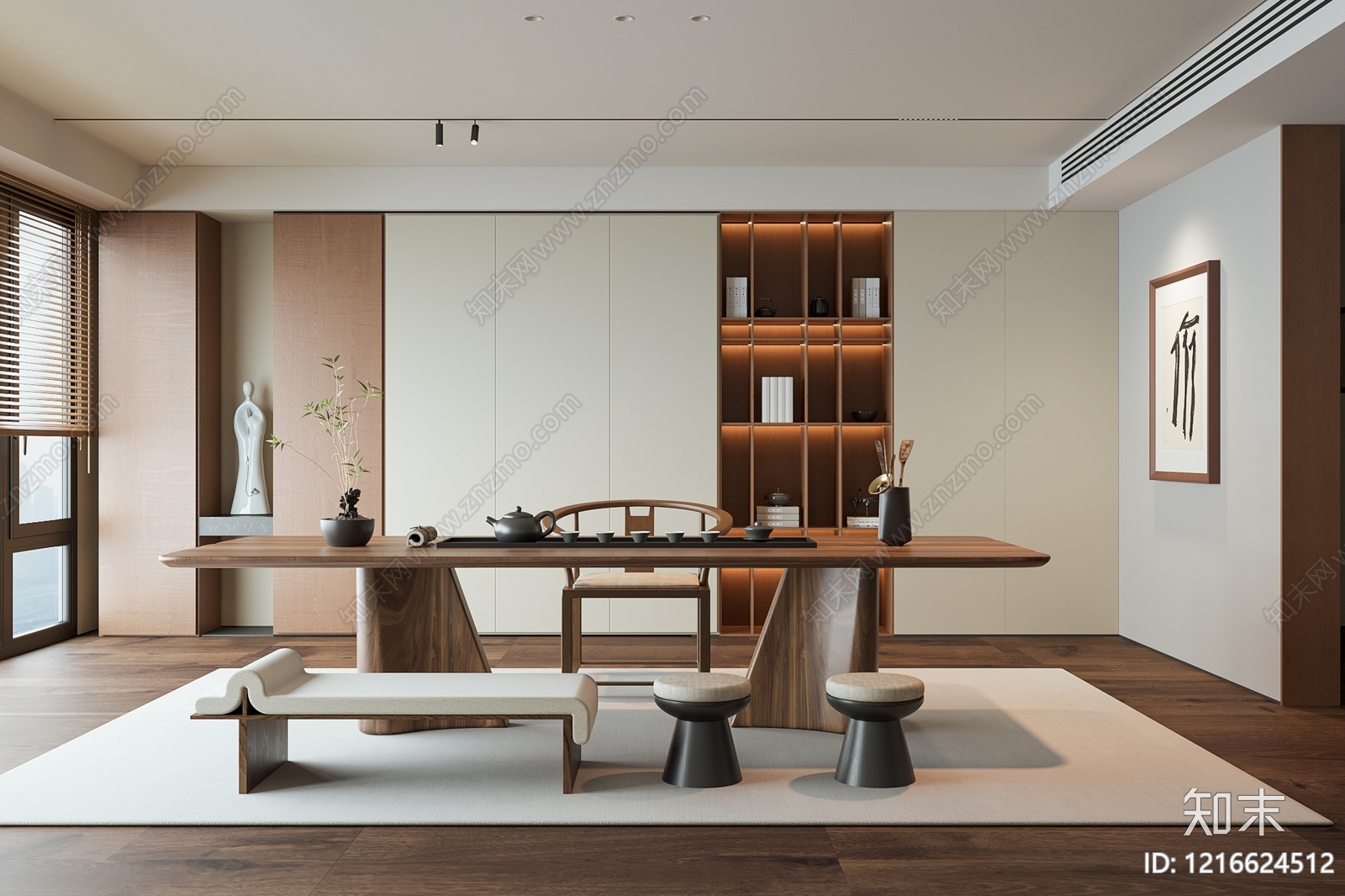 新中式茶室SU模型下载【ID:1216624512】