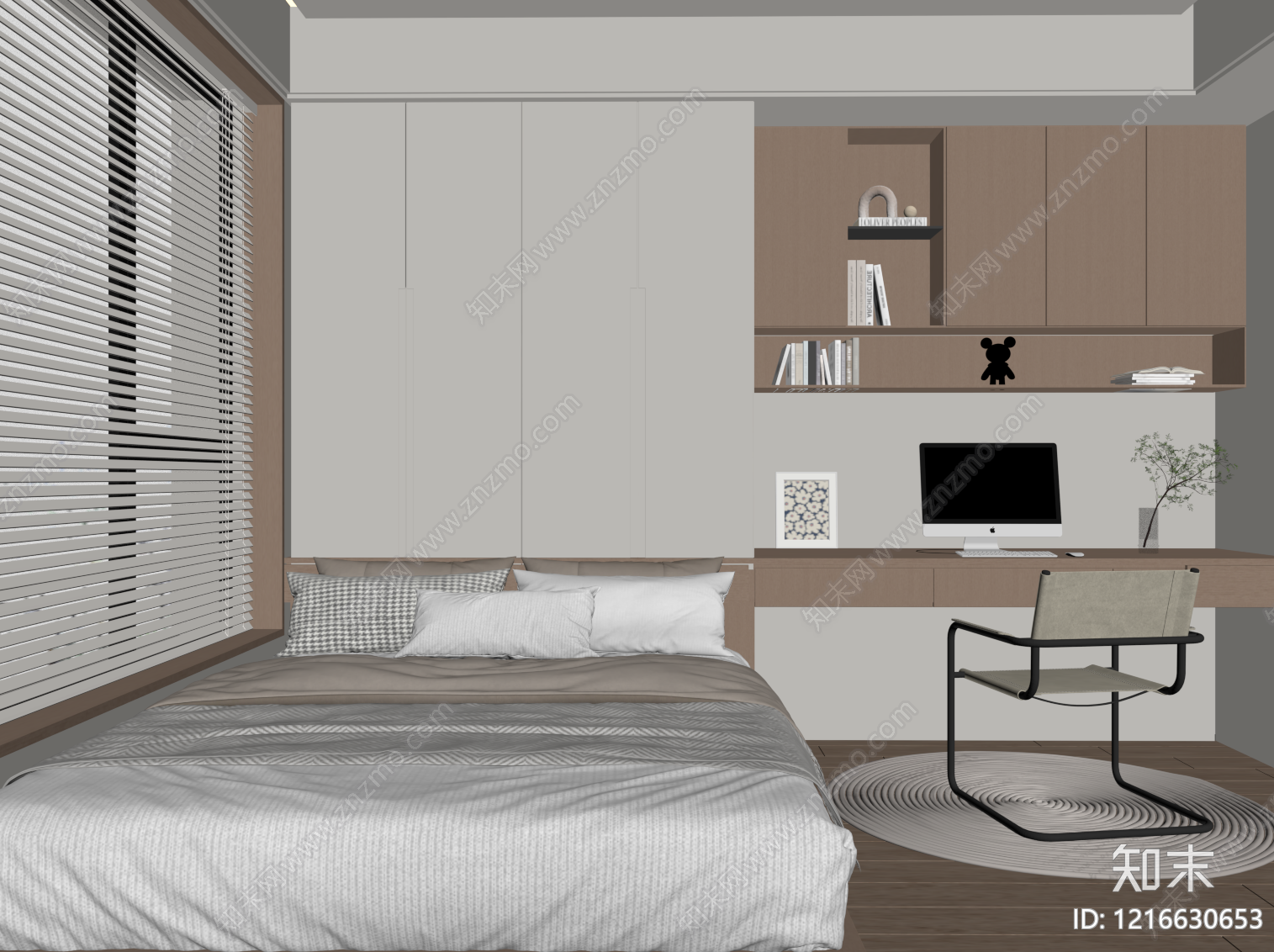 现代榻榻米卧室SU模型下载【ID:1216630653】