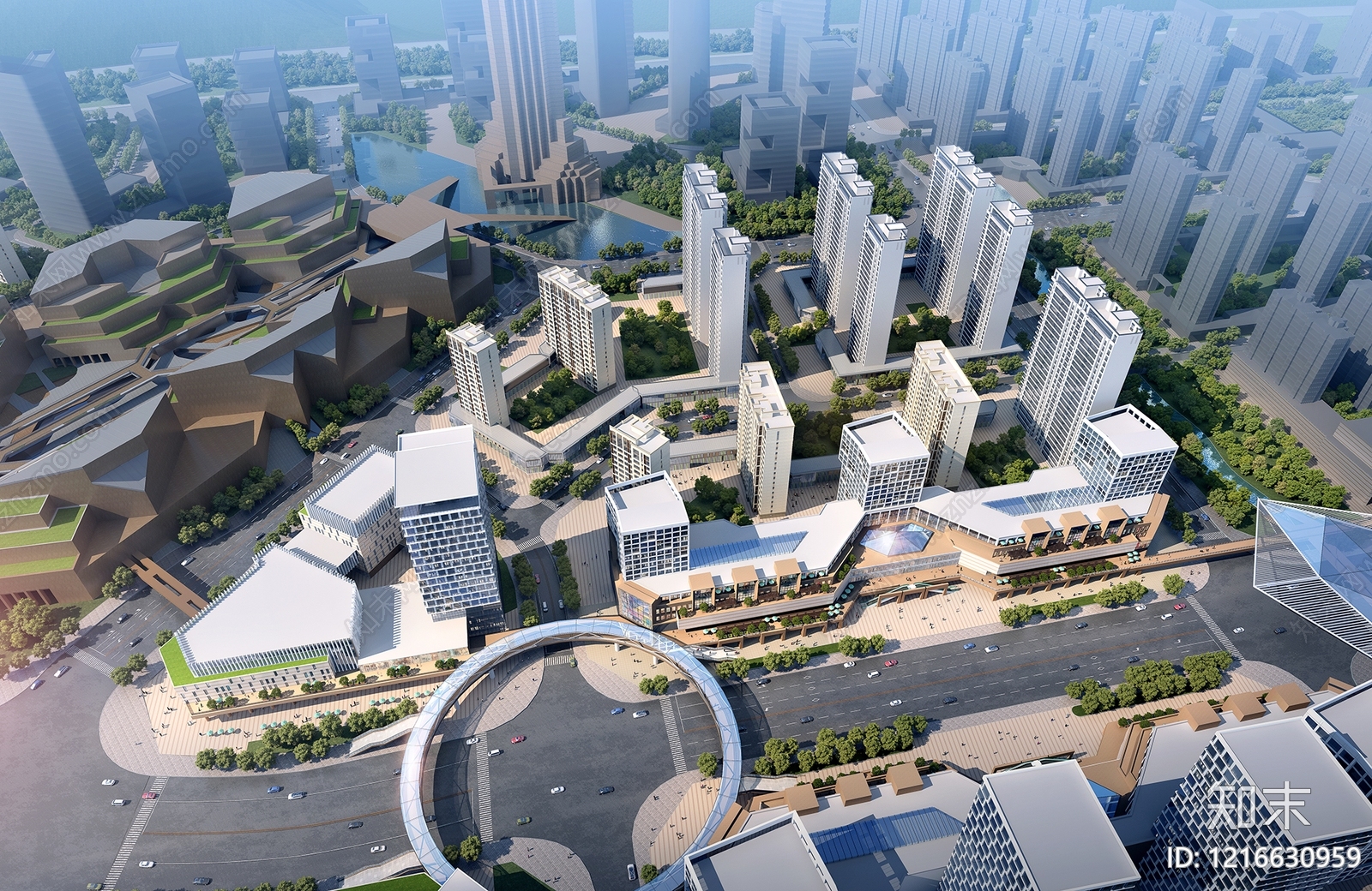 现代主义鸟瞰规划3D模型下载【ID:1216630959】