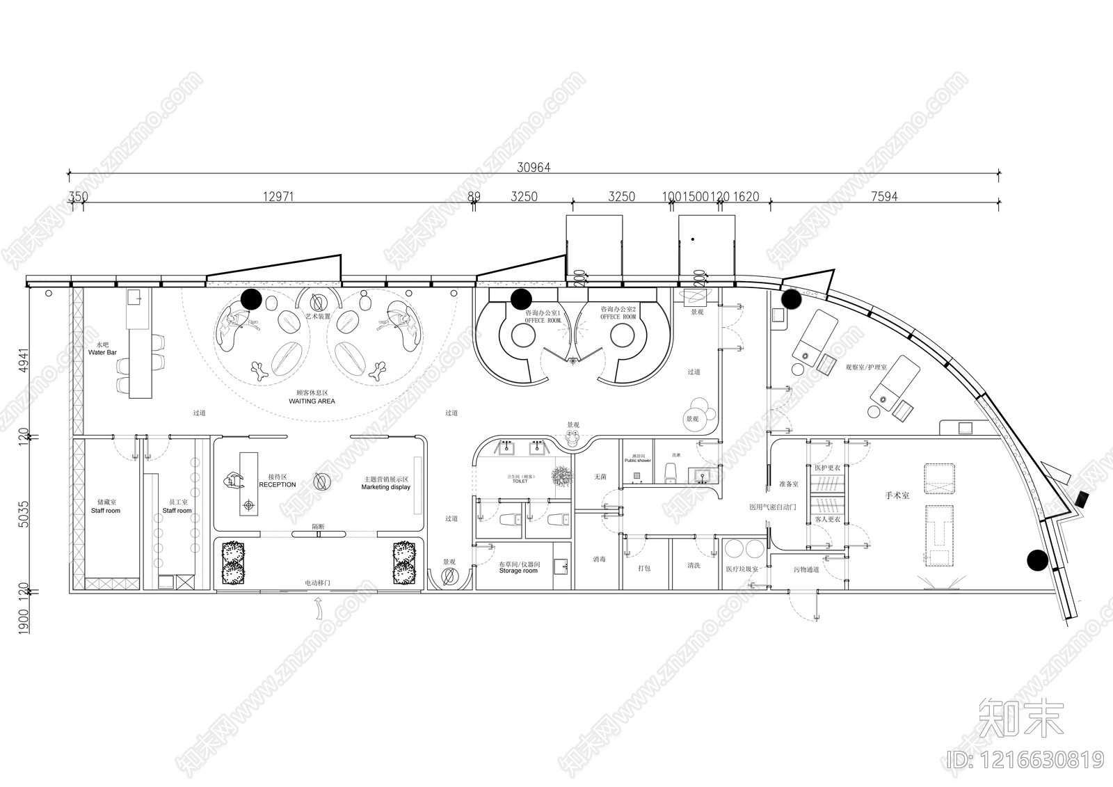 现代美容院施工图下载【ID:1216630819】