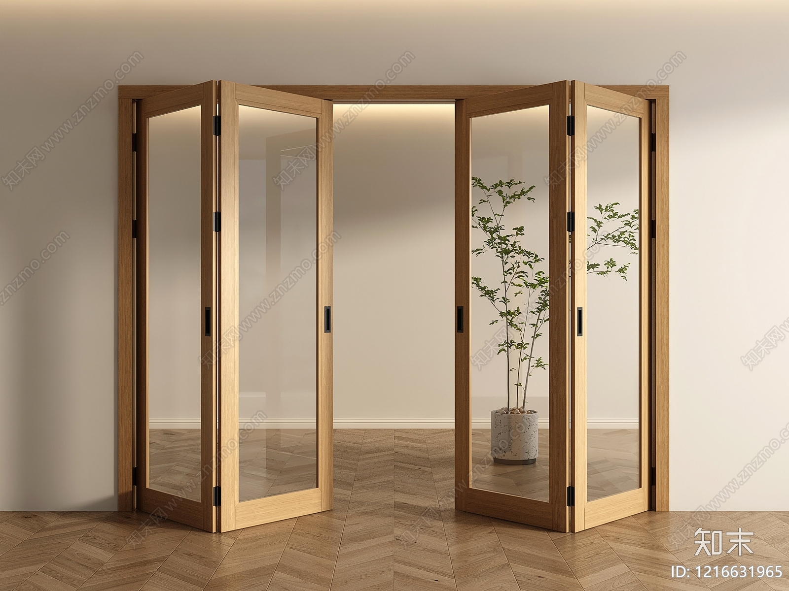 原木极简折叠门3D模型下载【ID:1216631965】