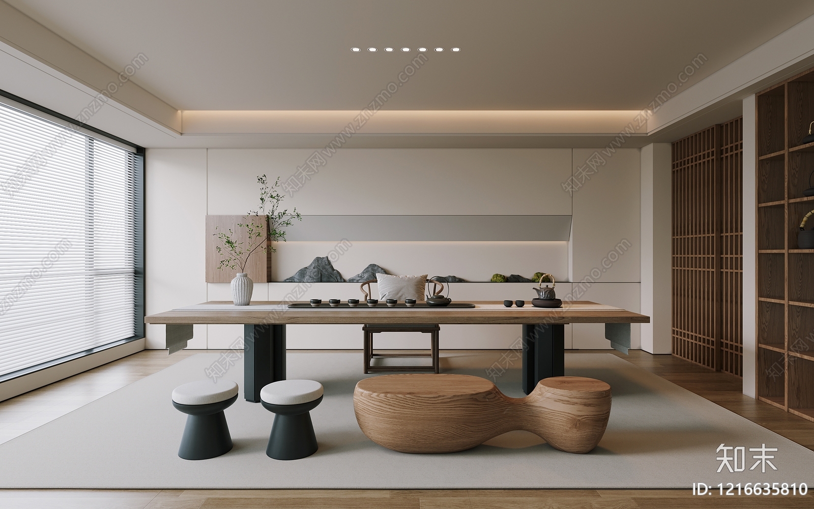 新中式茶室3D模型下载【ID:1216635810】