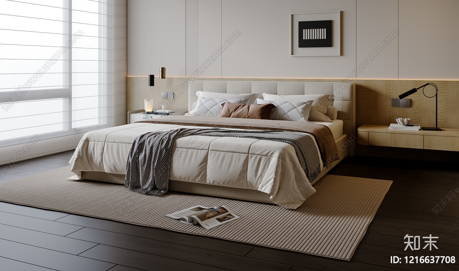 现代简约主卧3D模型下载【ID:1216637708】