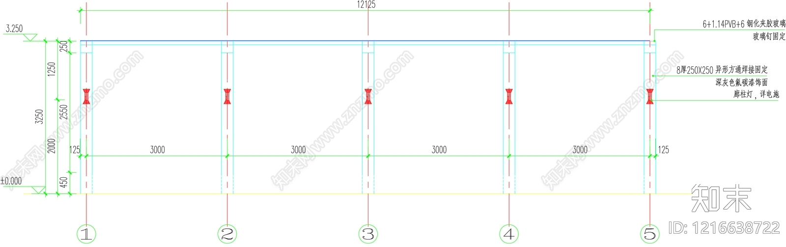 简洁玻璃顶廊架施工图下载【ID:1216638722】