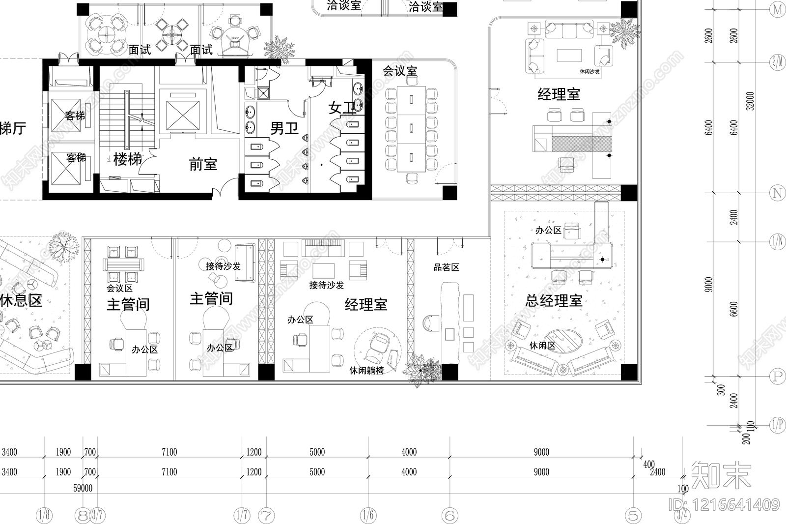 简约整体办公空间cad施工图下载【ID:1216641409】