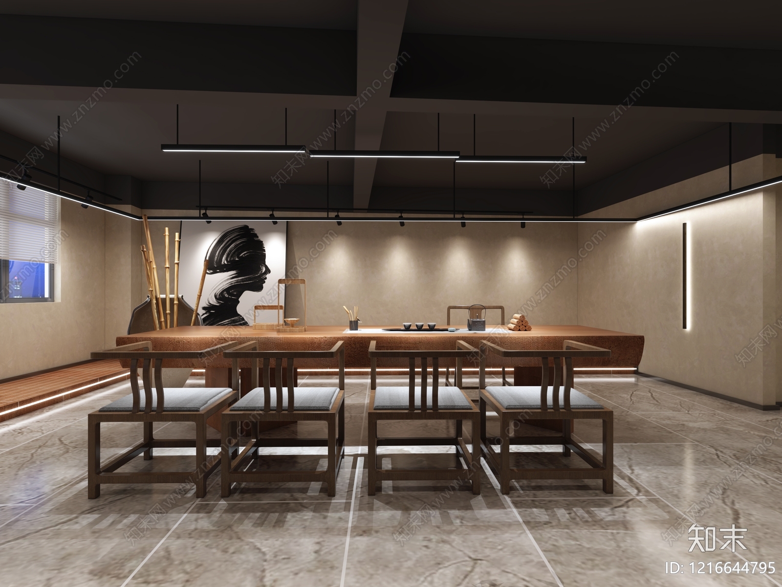 新中式工作室3D模型下载【ID:1216644795】