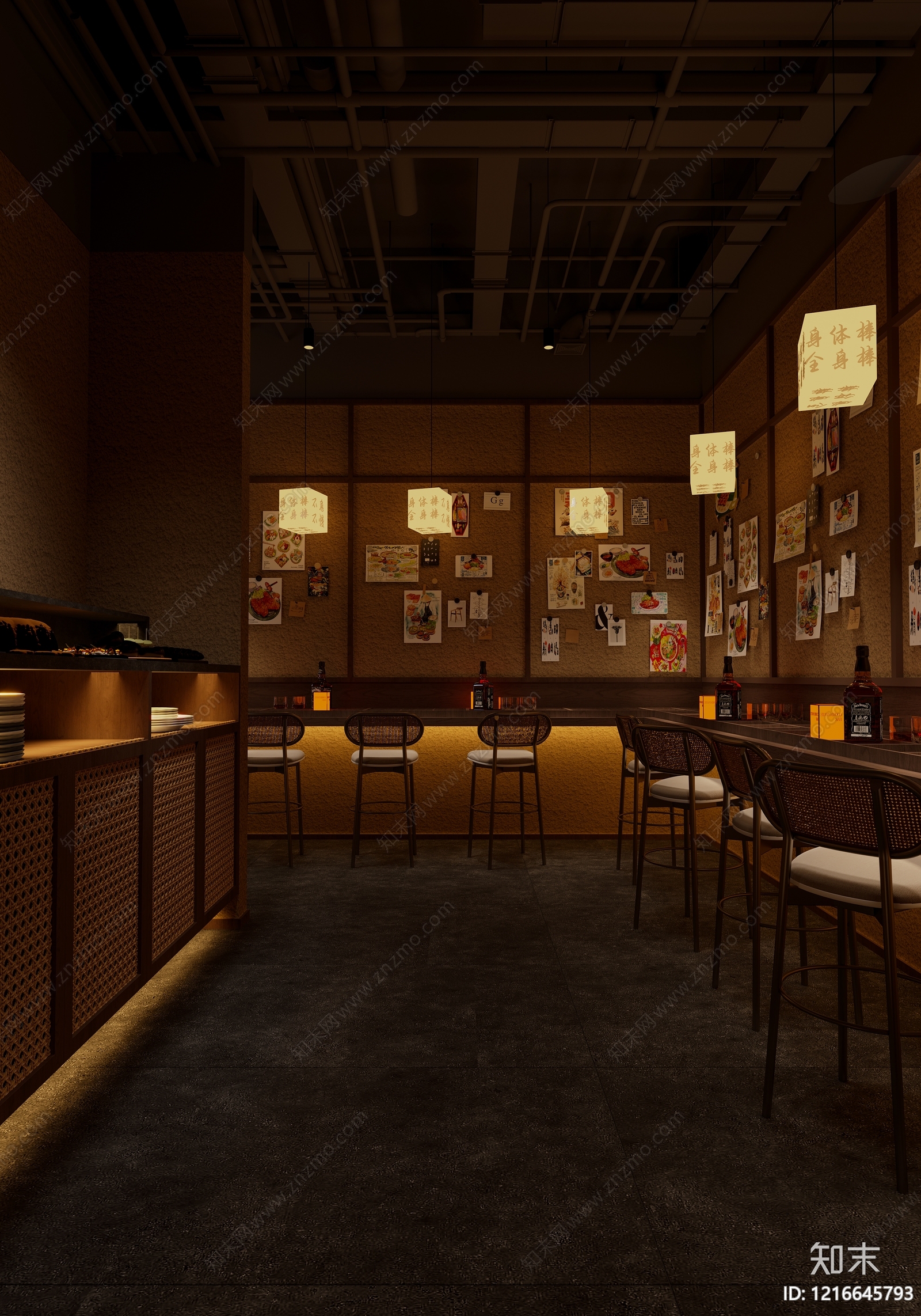日式日料店3D模型下载【ID:1216645793】