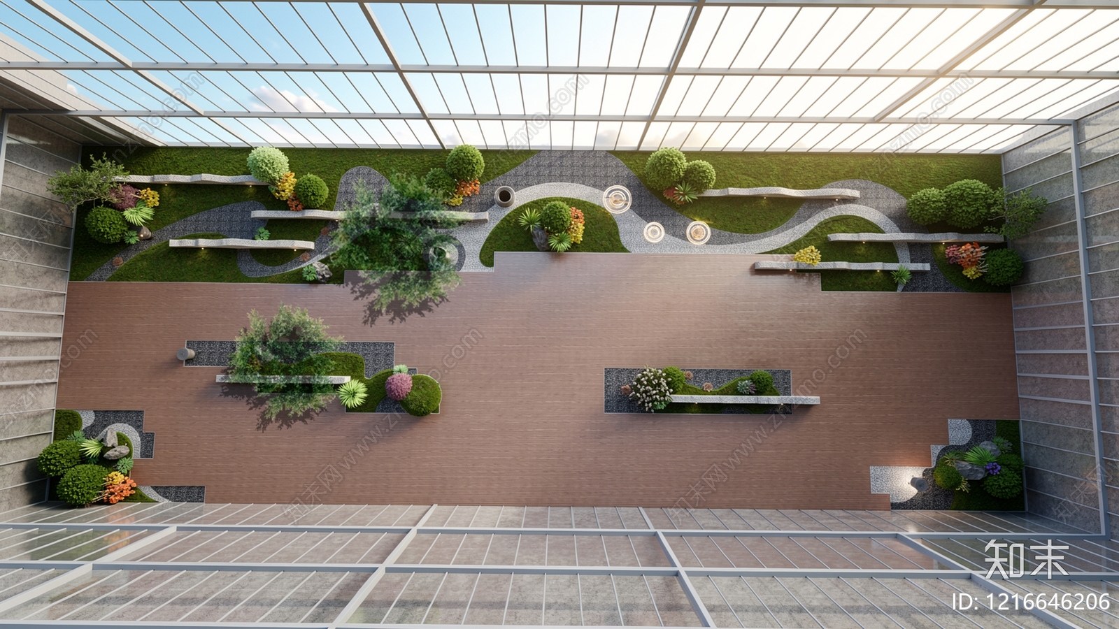 新中式办公园区景观SU模型下载【ID:1216646206】