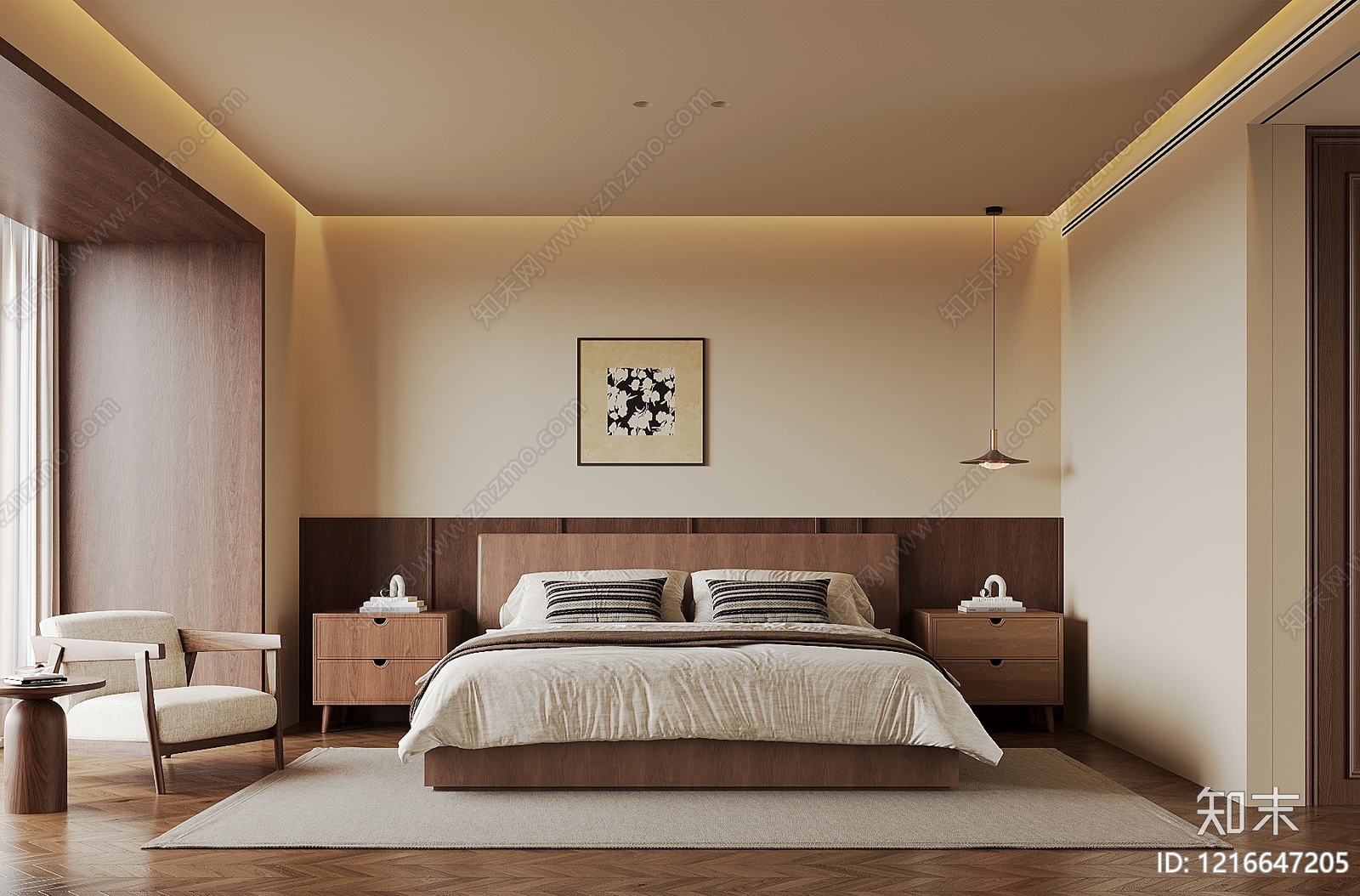 现代简约次卧3D模型下载【ID:1216647205】