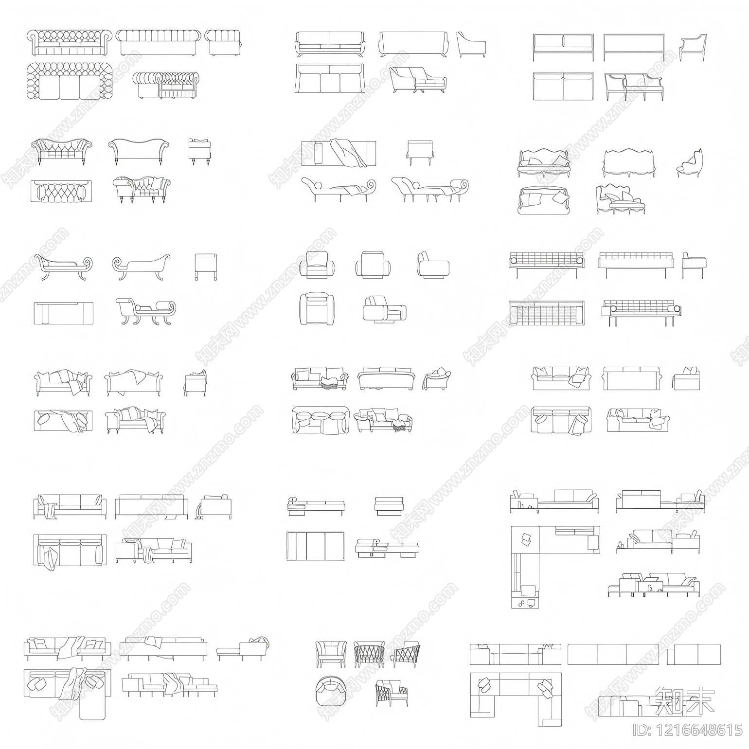 现代沙发施工图下载【ID:1216648615】