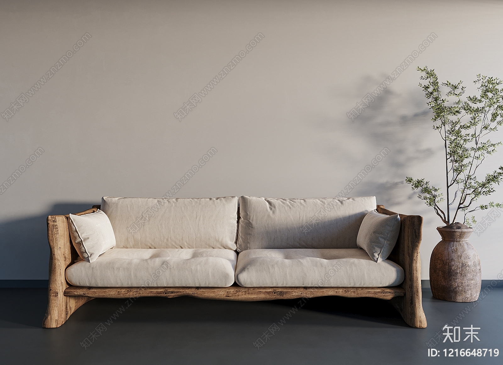 侘寂三人沙发3D模型下载【ID:1216648719】