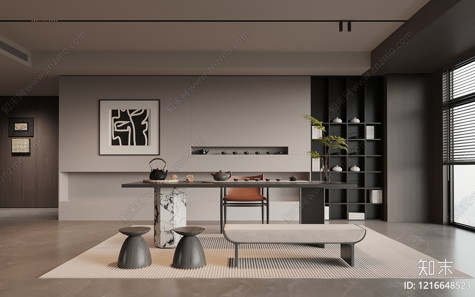 新中式茶室SU模型下载【ID:1216648523】