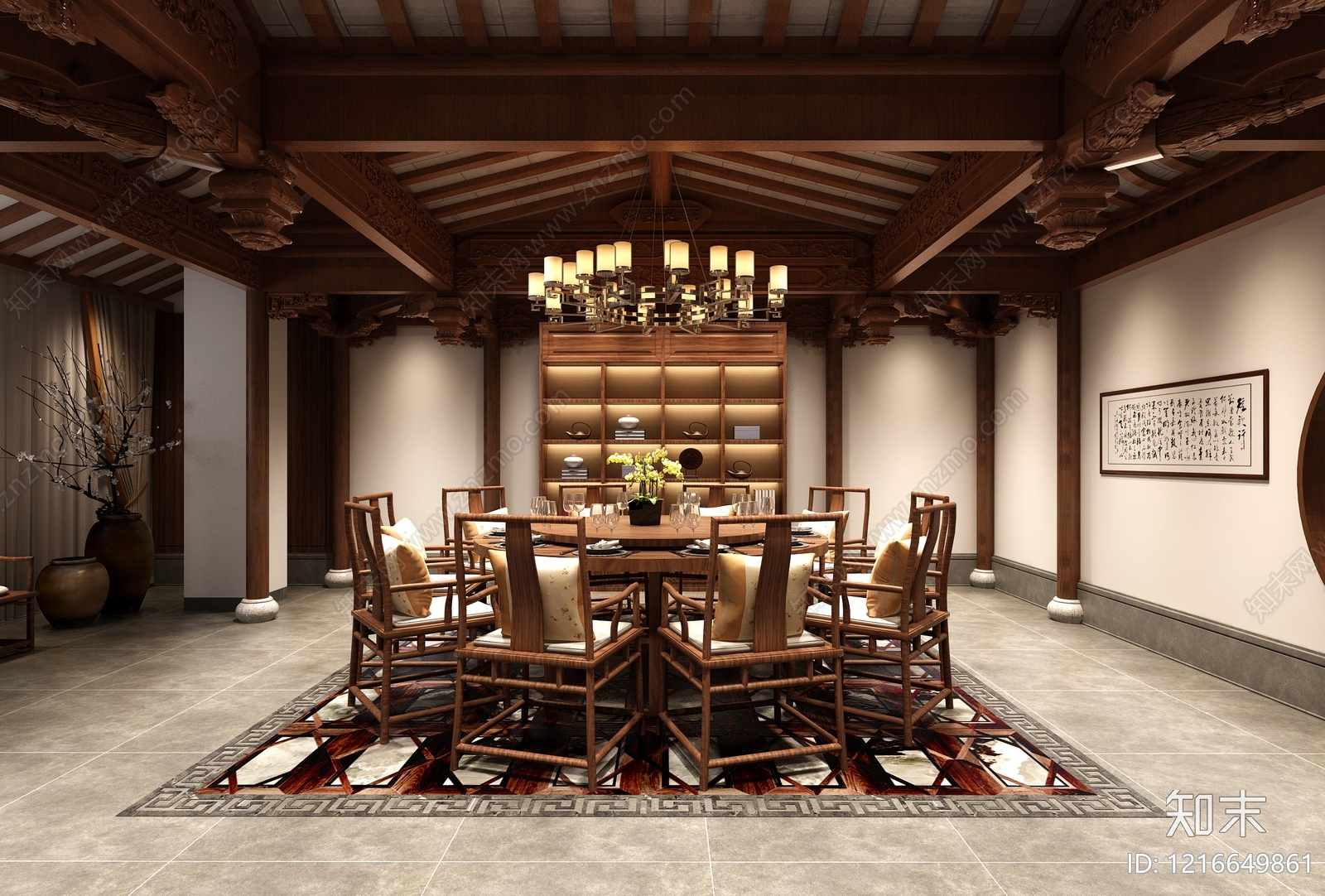 新中式包厢3D模型下载【ID:1216649861】
