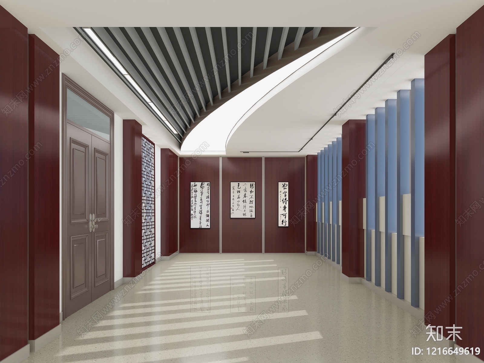 新中式走廊3D模型下载【ID:1216649619】