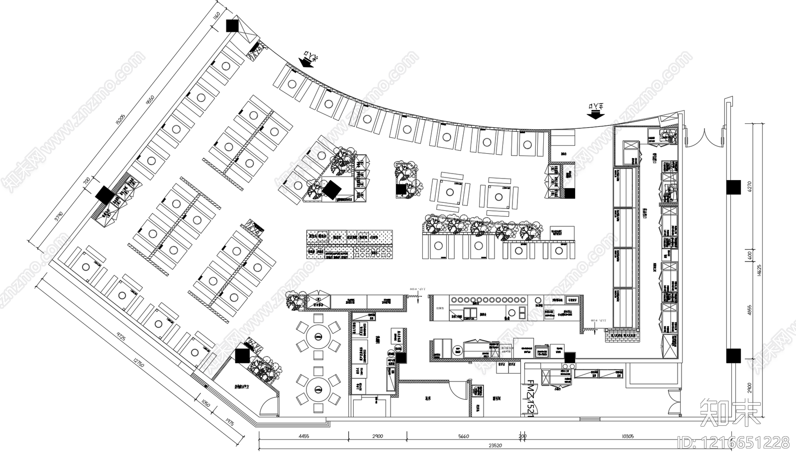现代火锅店施工图下载【ID:1216651228】