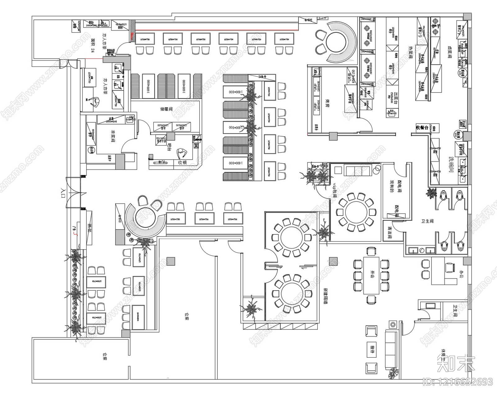 现代工业中餐厅施工图下载【ID:1216652693】