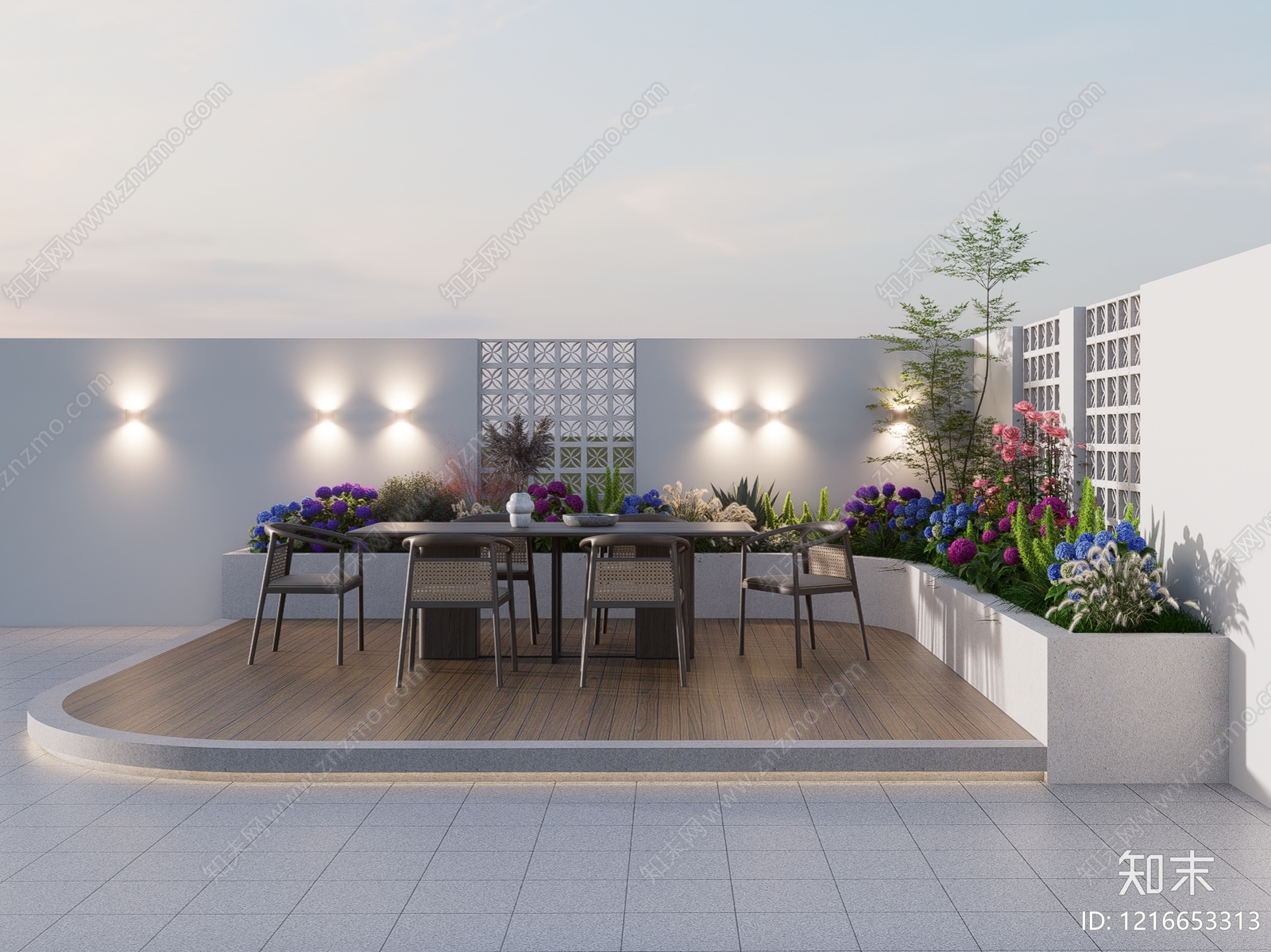 现代简约屋顶花园SU模型草图