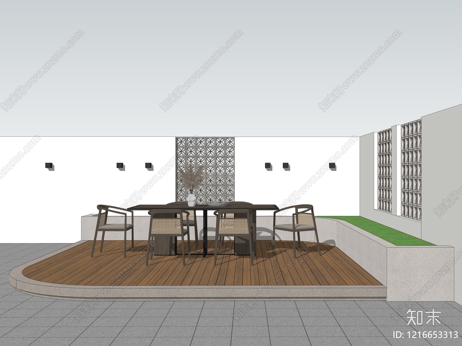 现代简约餐桌椅SU模型下载【ID:1216653313】