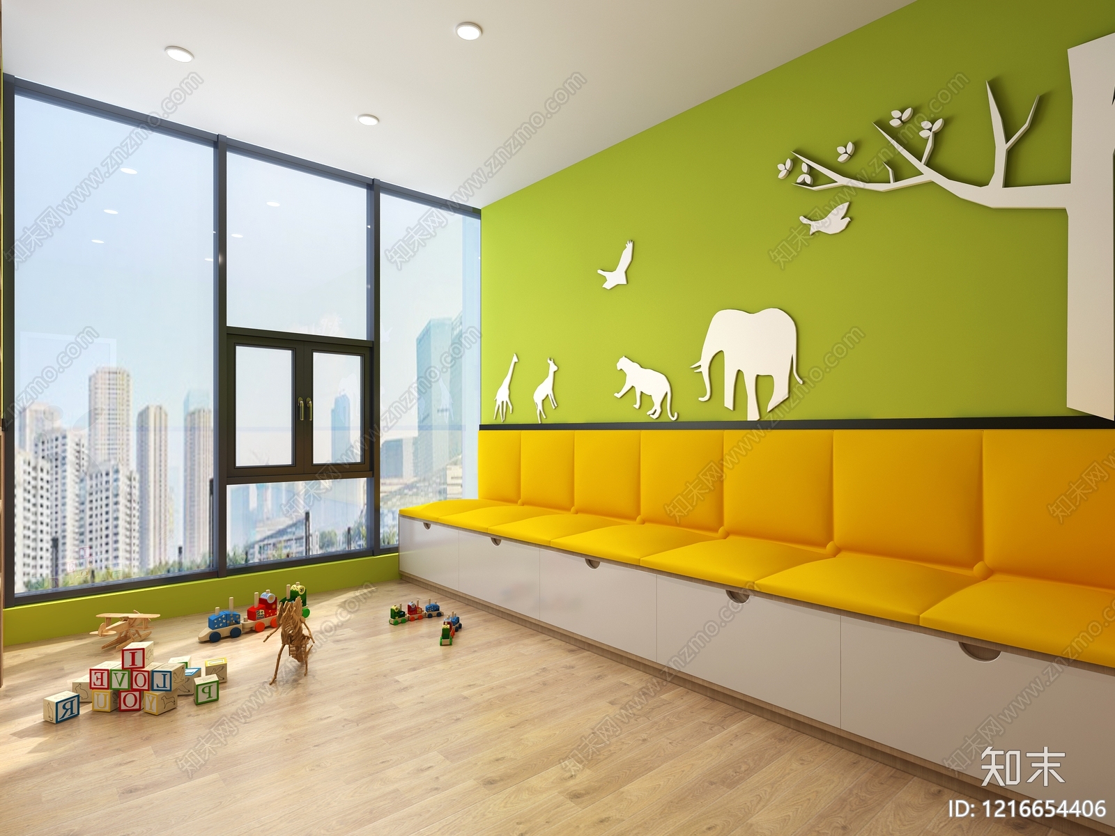 现代童趣风幼儿园3D模型下载【ID:1216654406】