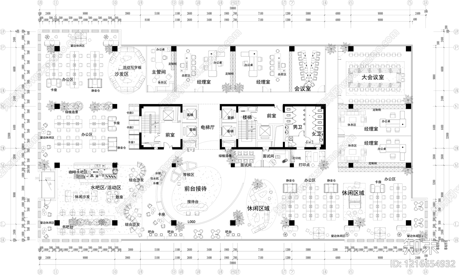 现代整体办公空间施工图下载【ID:1216654932】