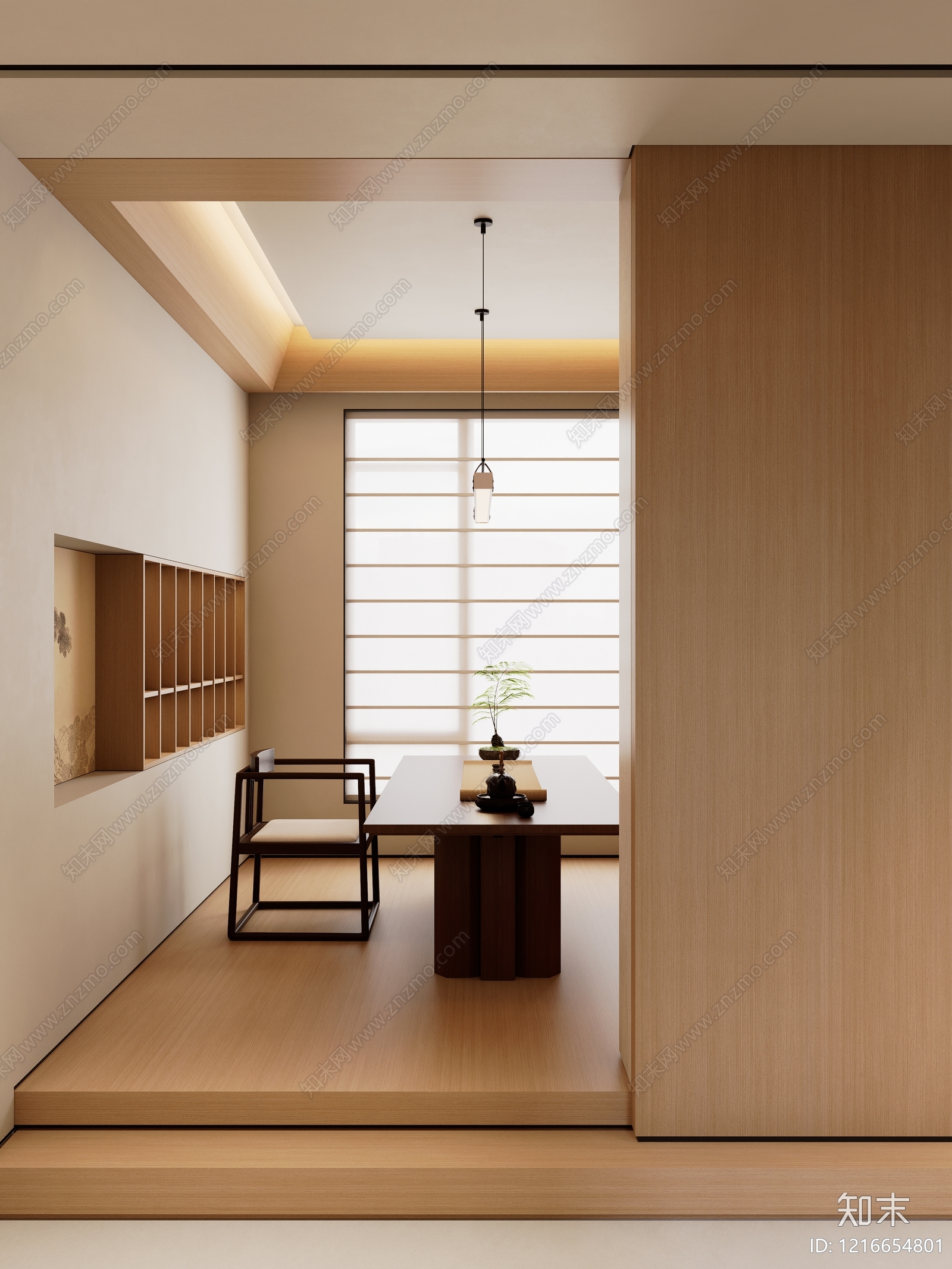 新中式茶室SU模型下载【ID:1216654801】