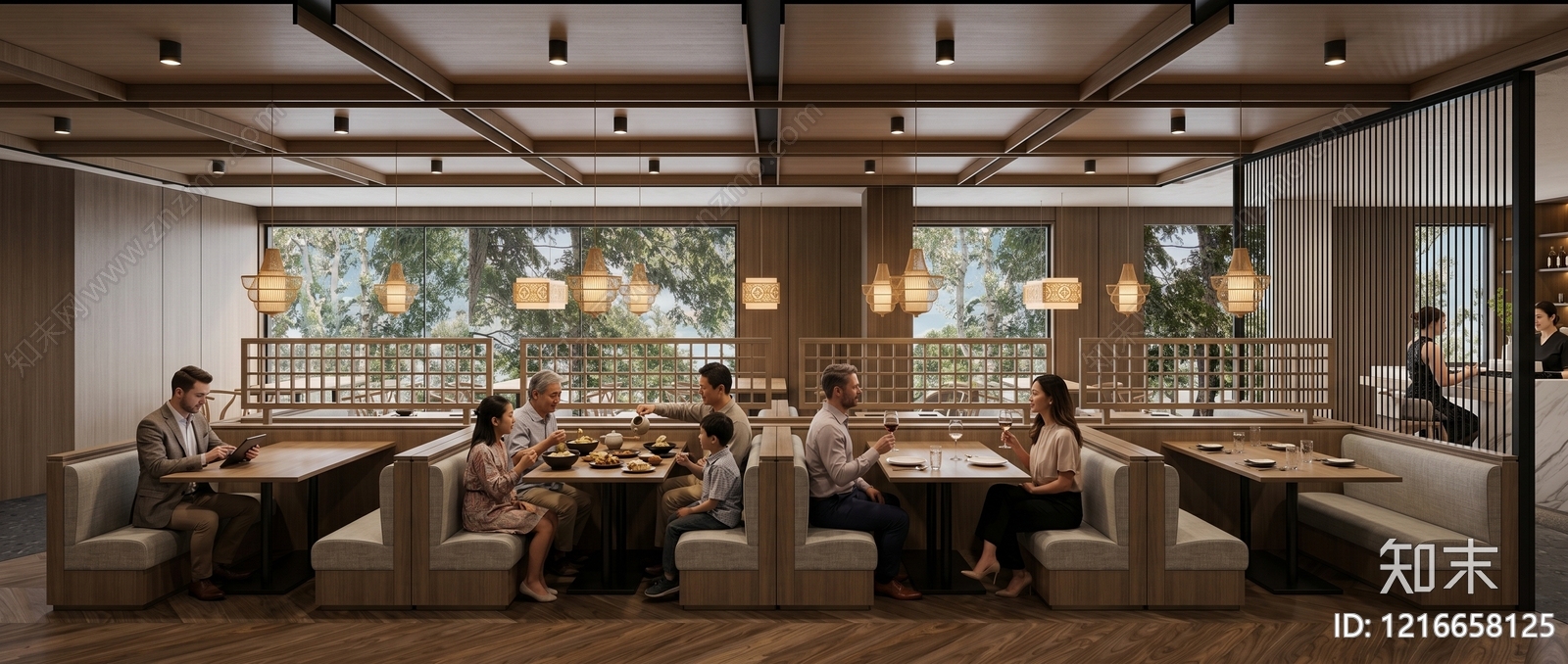 新中式中餐厅SU模型下载【ID:1216658125】