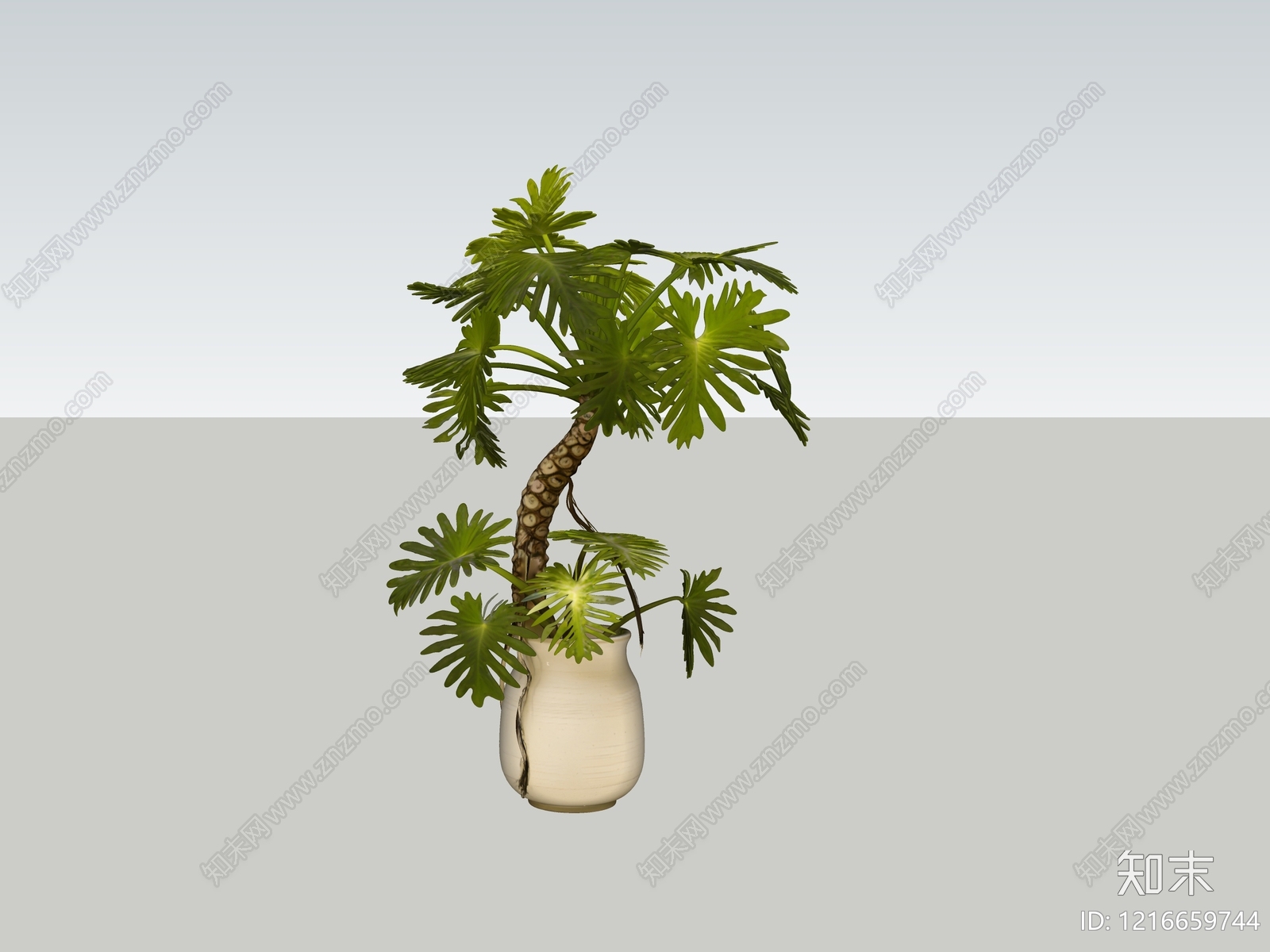 奶油风盆栽SU模型下载【ID:1216659744】
