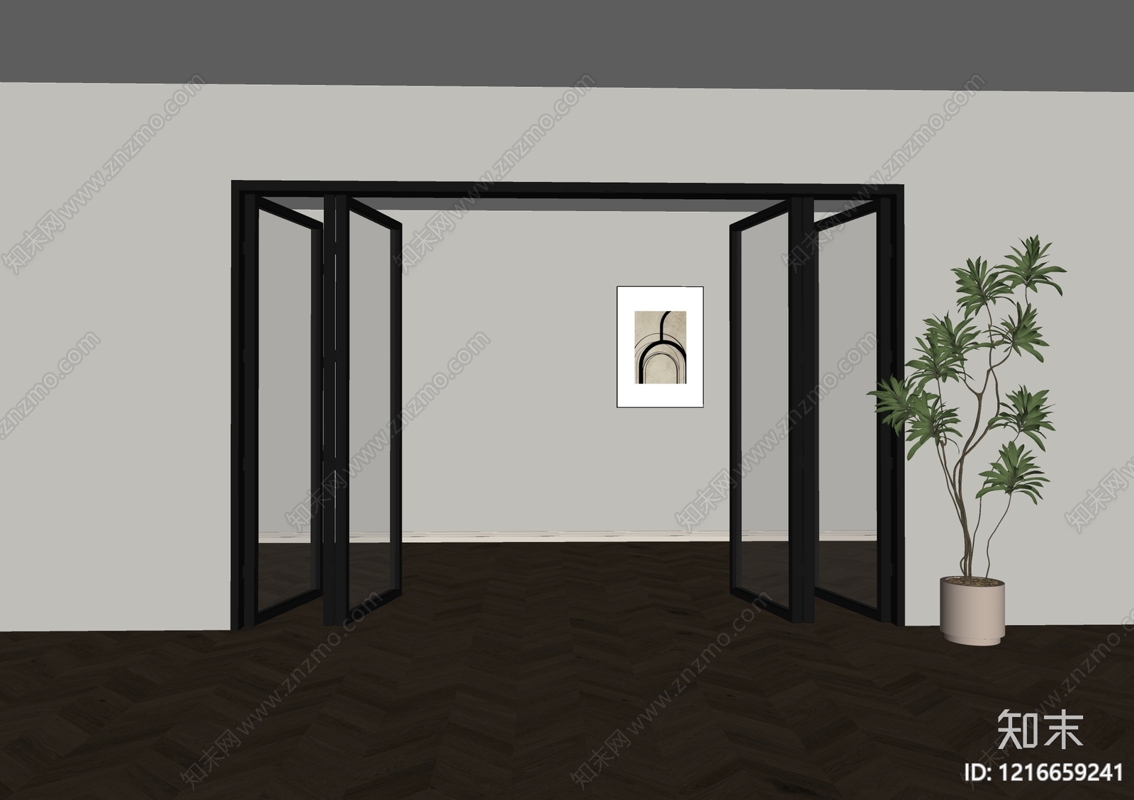 奶油风折叠门SU模型下载【ID:1216659241】