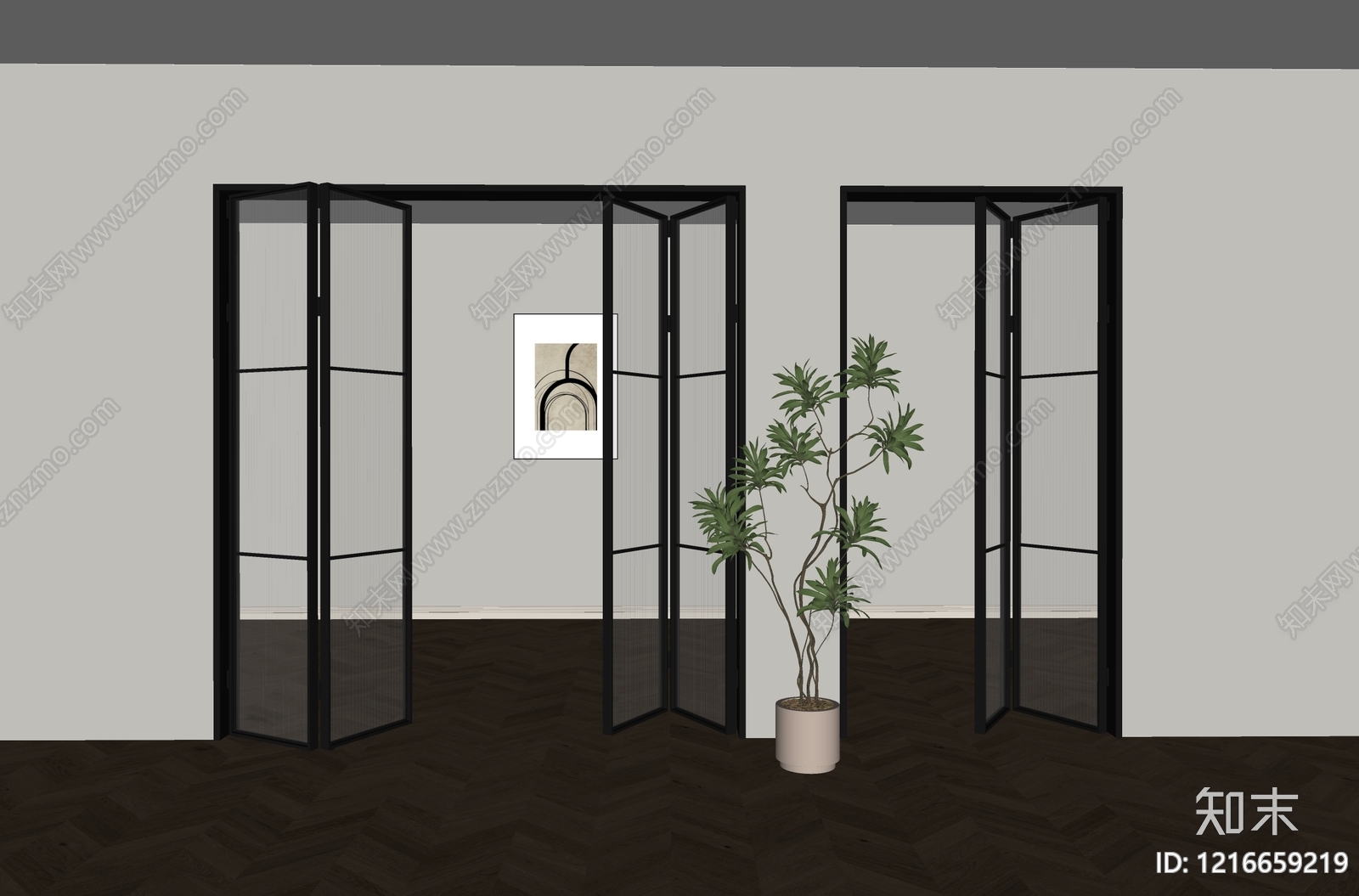 奶油风折叠门SU模型下载【ID:1216659219】