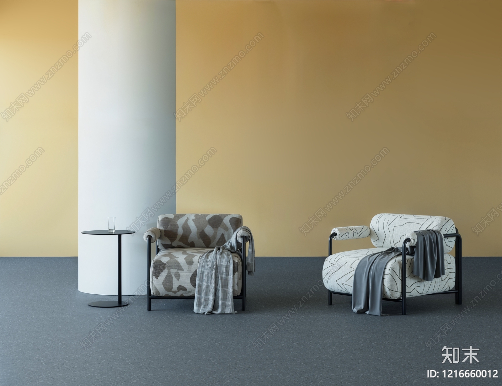 现代简约单人沙发3D模型下载【ID:1216660012】