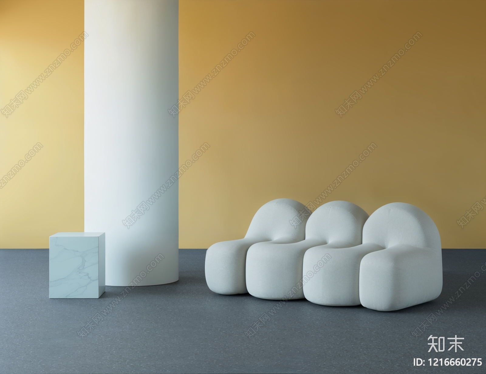 极简双人沙发3D模型下载【ID:1216660275】