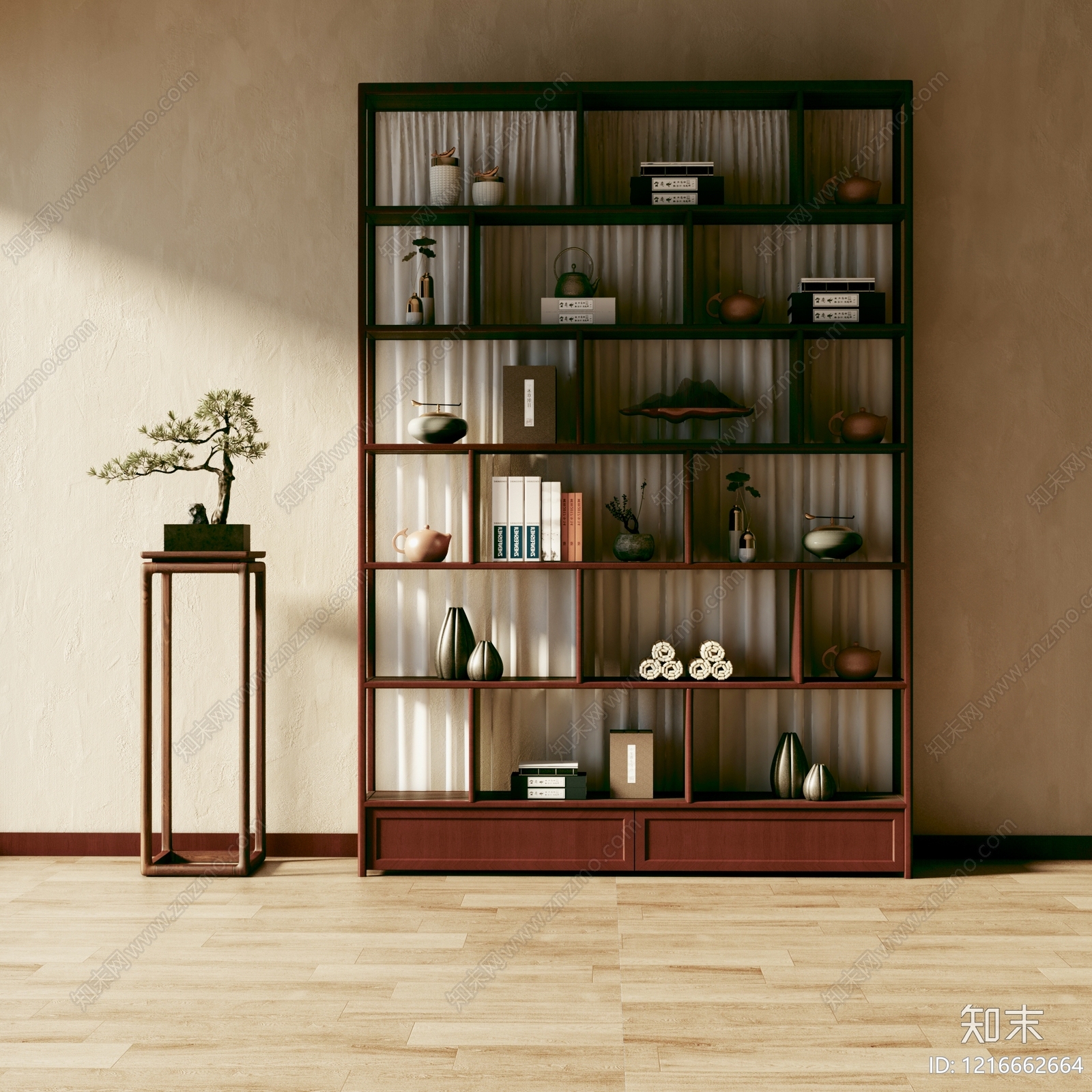 新中式博古架3D模型下载【ID:1216662664】