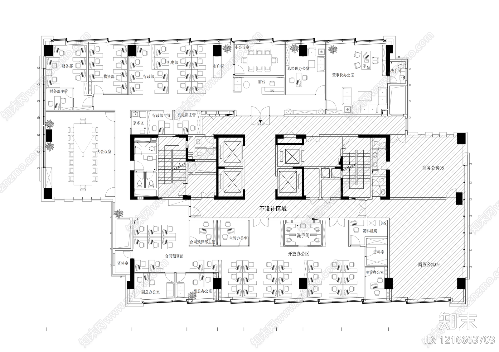 现代整体办公空间施工图下载【ID:1216663703】