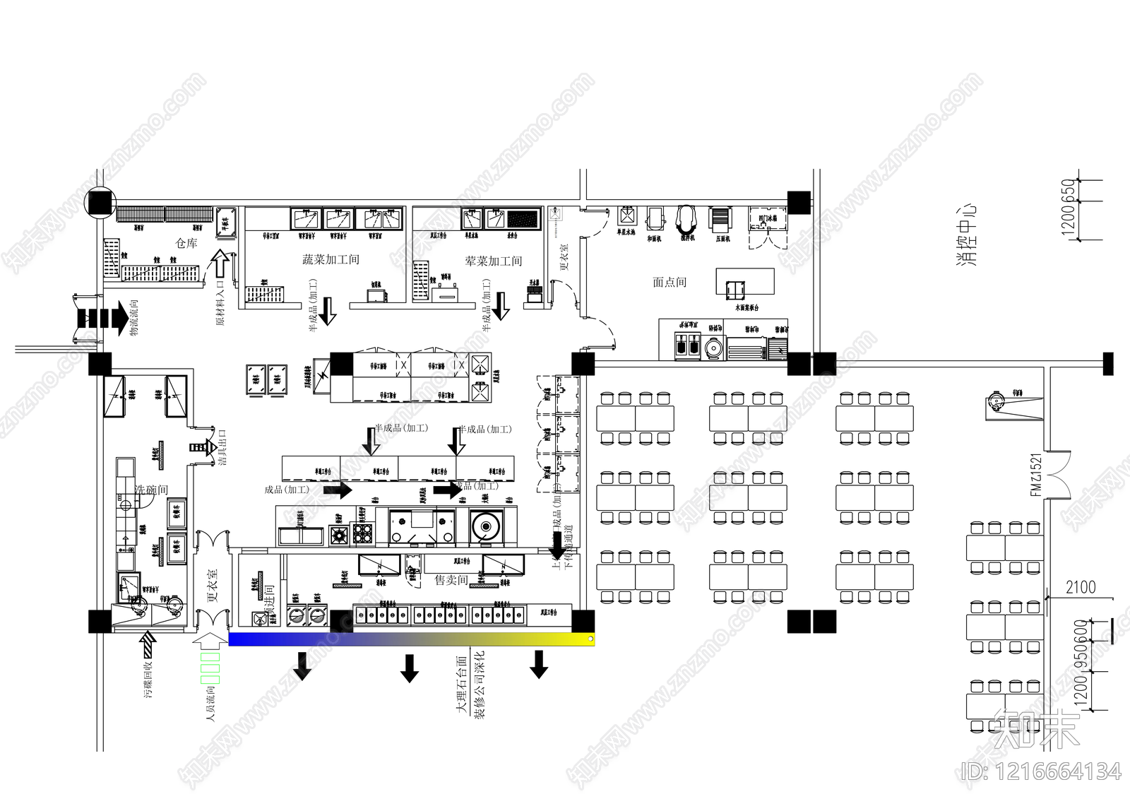 现代后厨施工图下载【ID:1216664134】