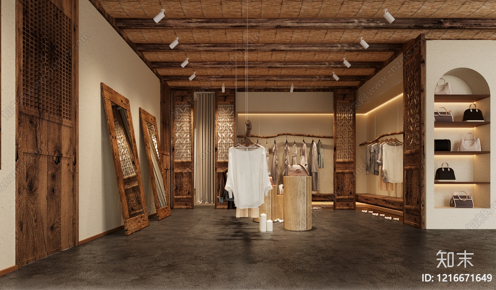 中古风服装店3D模型下载【ID:1216671649】