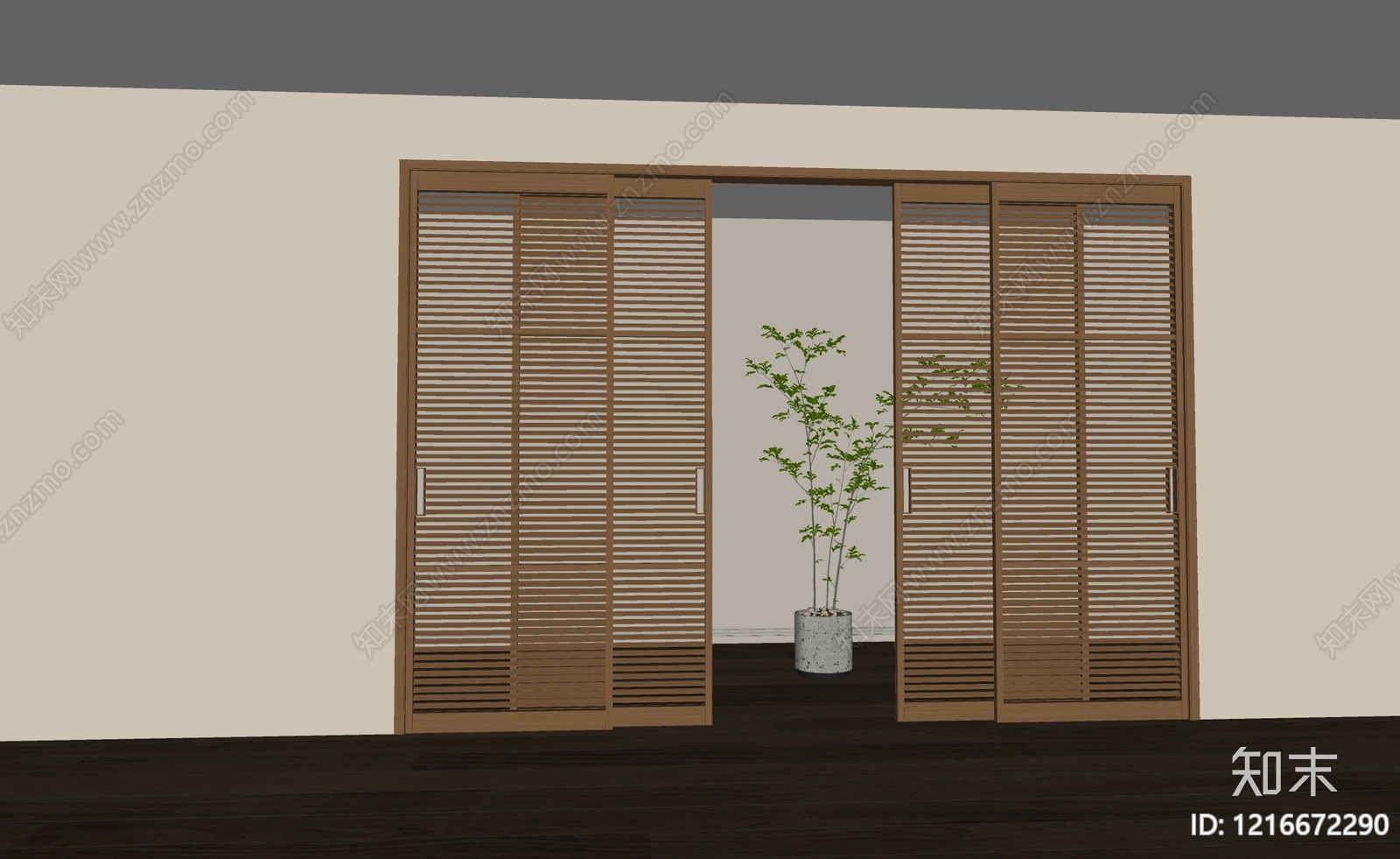日式推拉门SU模型下载【ID:1216672290】