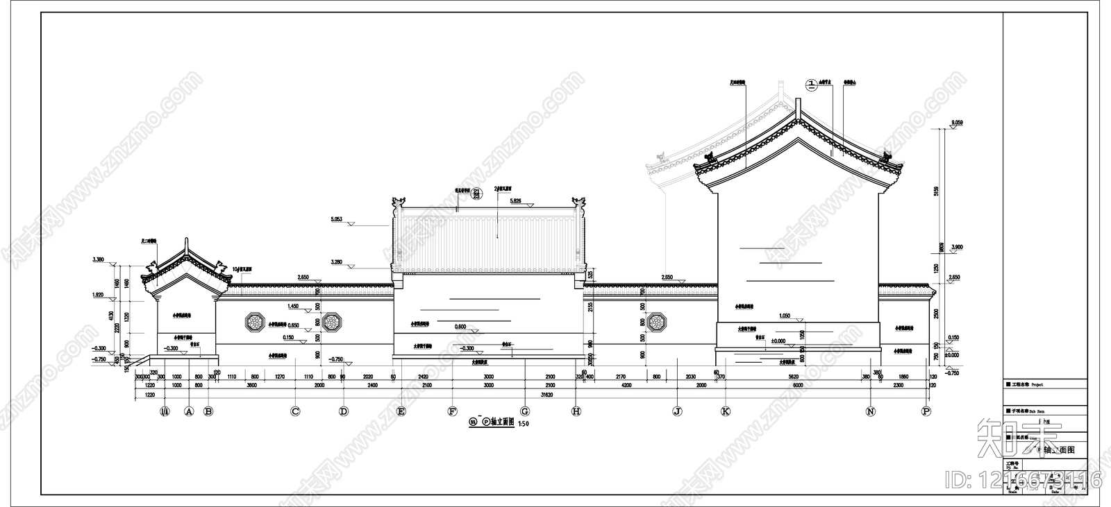 新中式中式别墅建筑cad施工图下载【ID:1216673116】