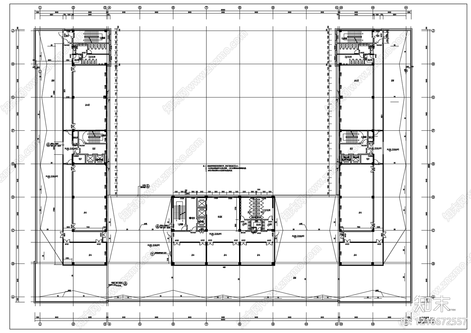 现代办公楼建筑施工图下载【ID:1216672557】
