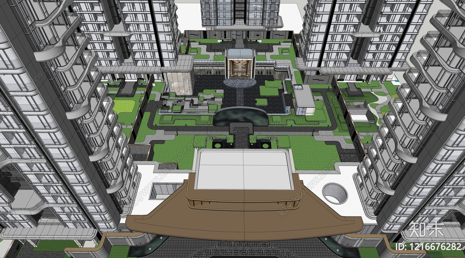 现代主义小高层住宅楼SU模型下载【ID:1216676282】