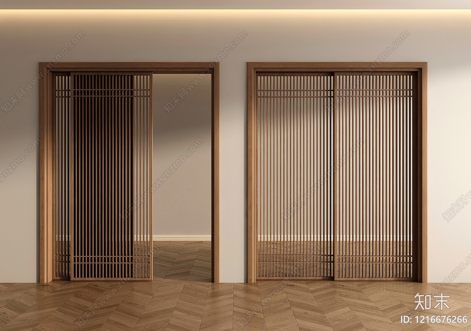 新中式推拉门3D模型下载【ID:1216676266】