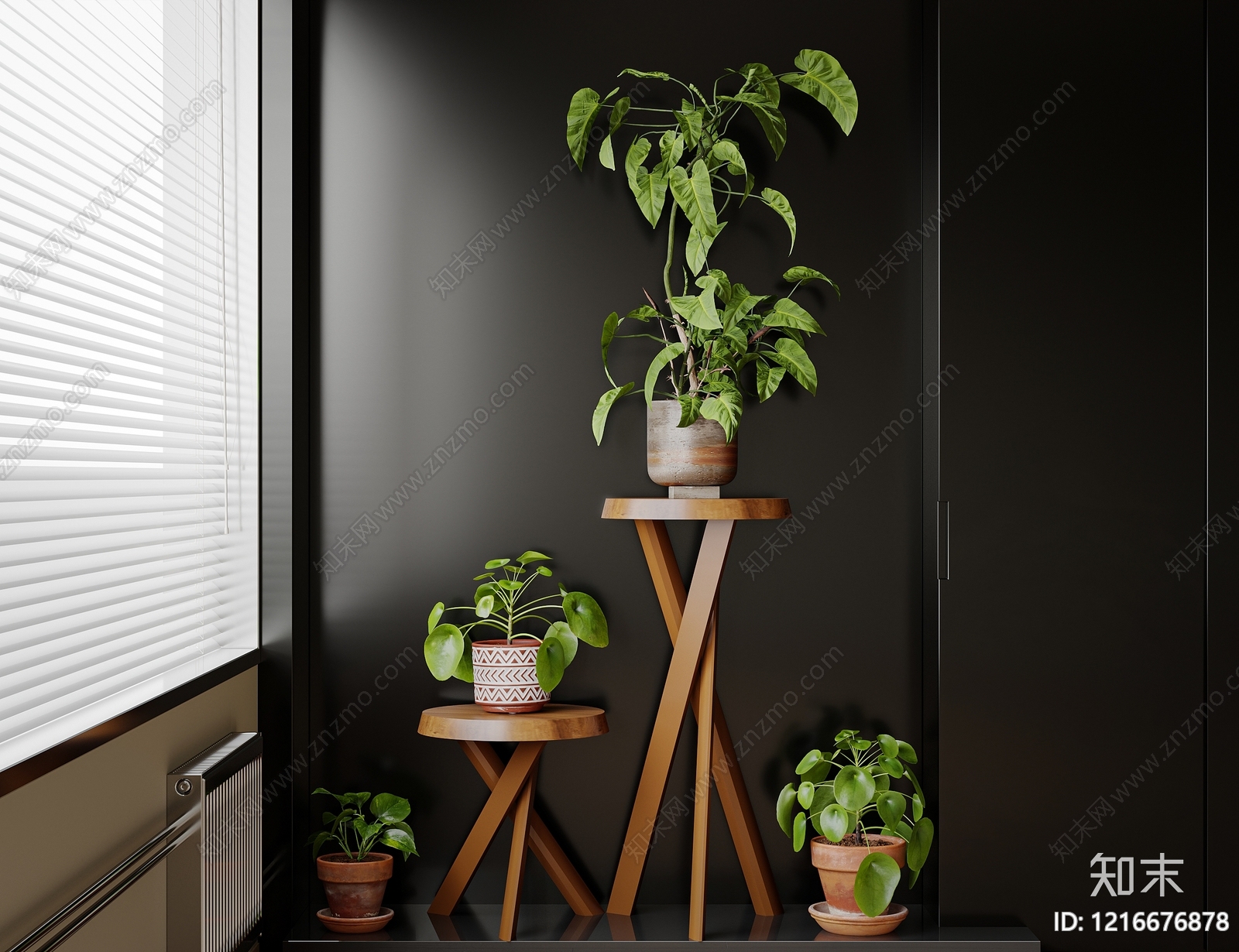 现代简约盆栽3D模型下载【ID:1216676878】