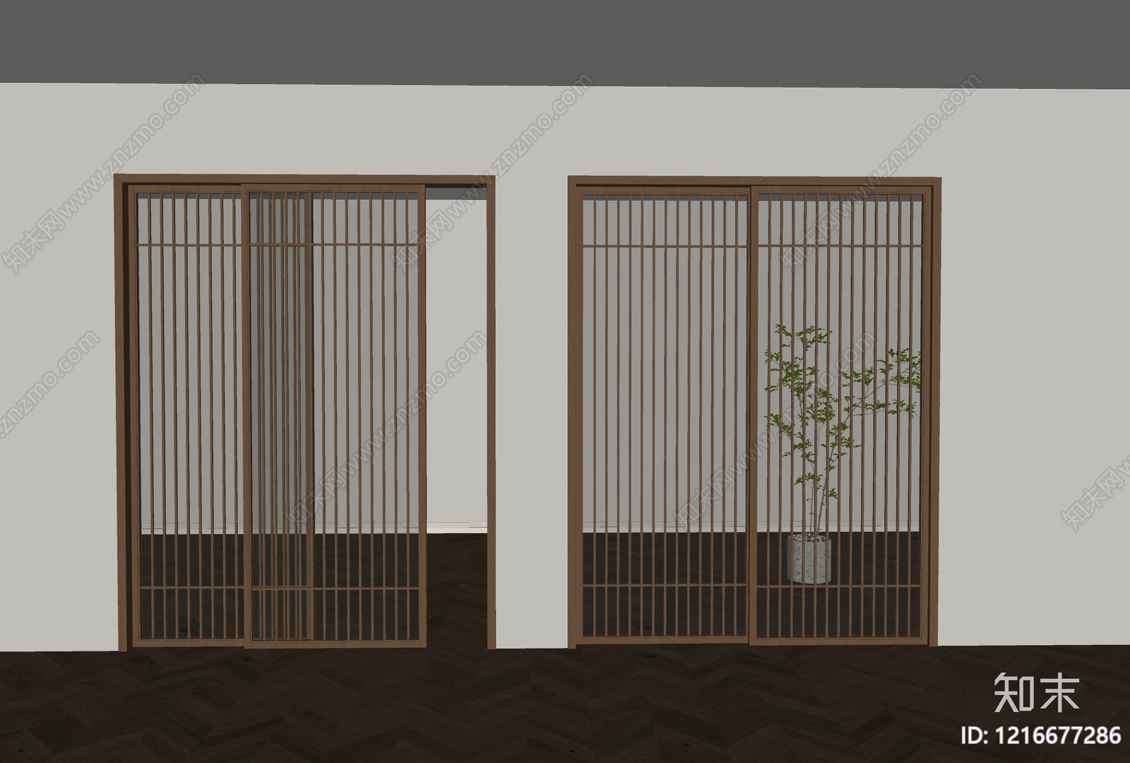 日式推拉门SU模型下载【ID:1216677286】