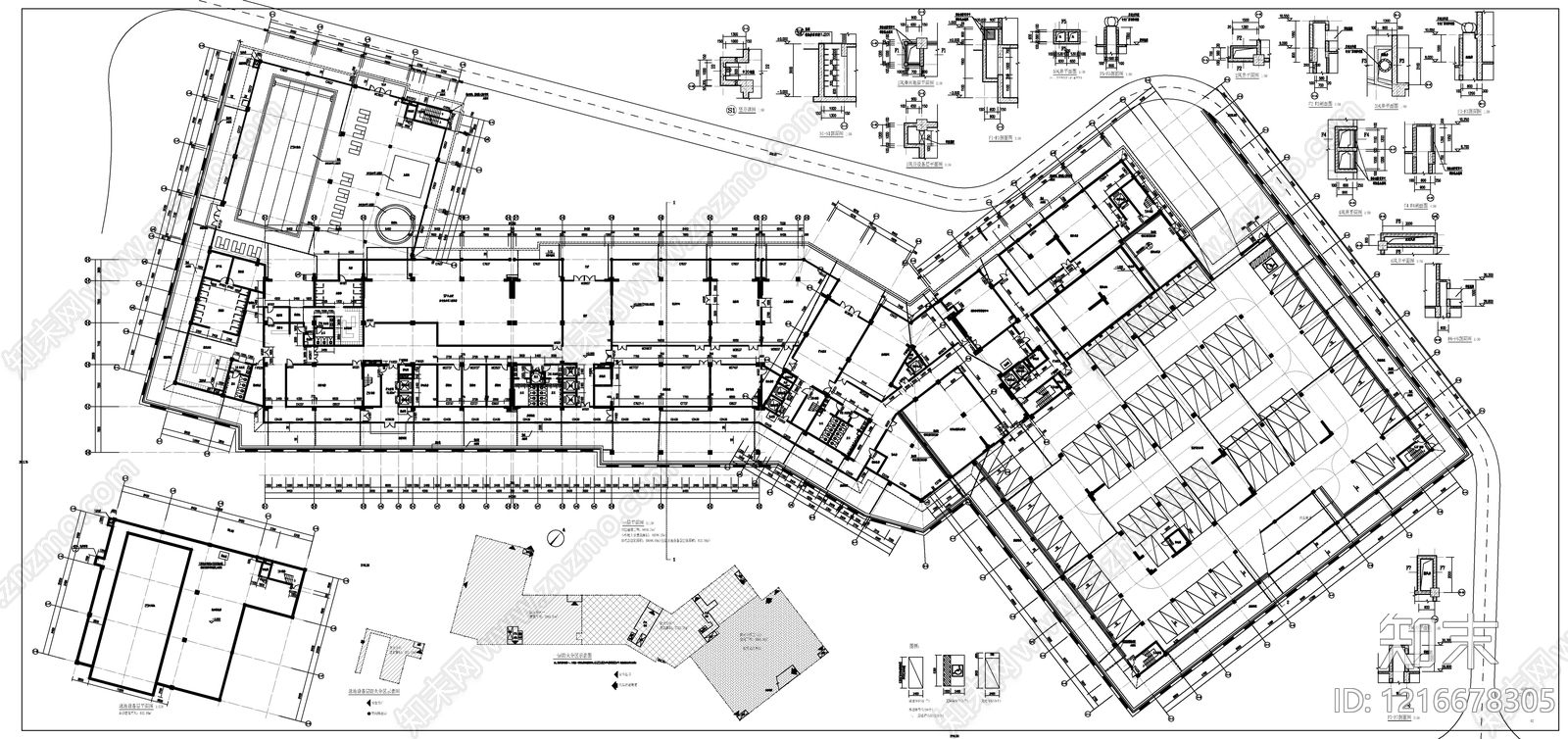 现代酒店建筑施工图下载【ID:1216678305】