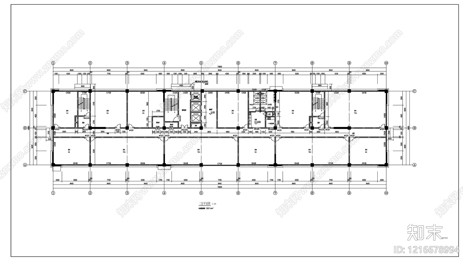 现代办公楼建筑cad施工图下载【ID:1216678994】