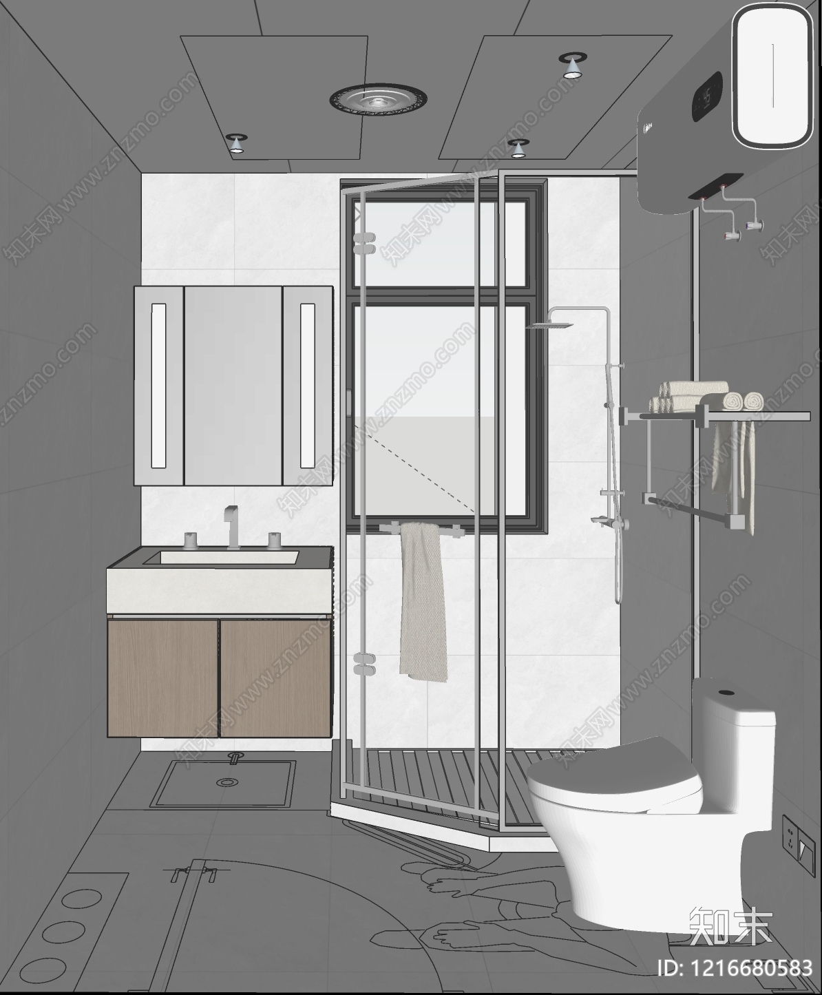 现代简约卫生间SU模型下载【ID:1216680583】