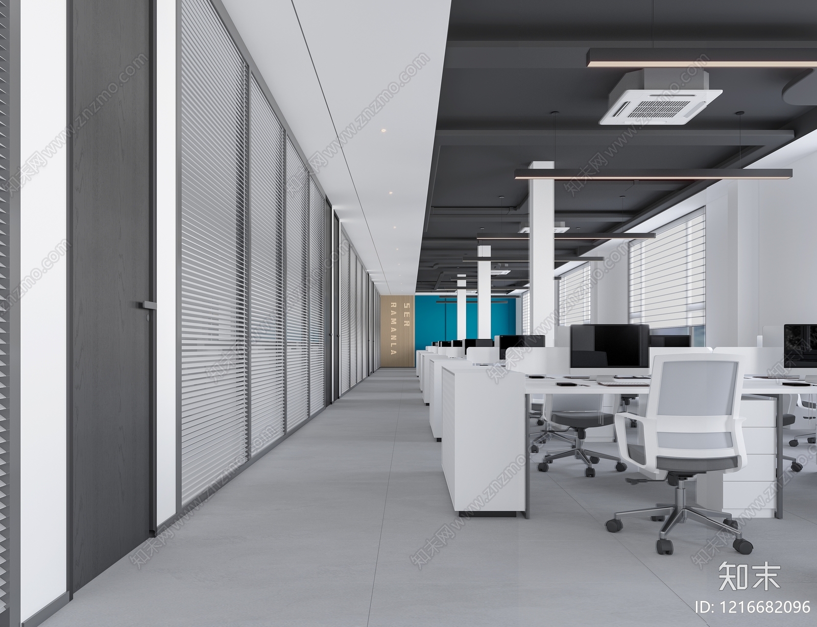 极简办公区3D模型下载【ID:1216682096】