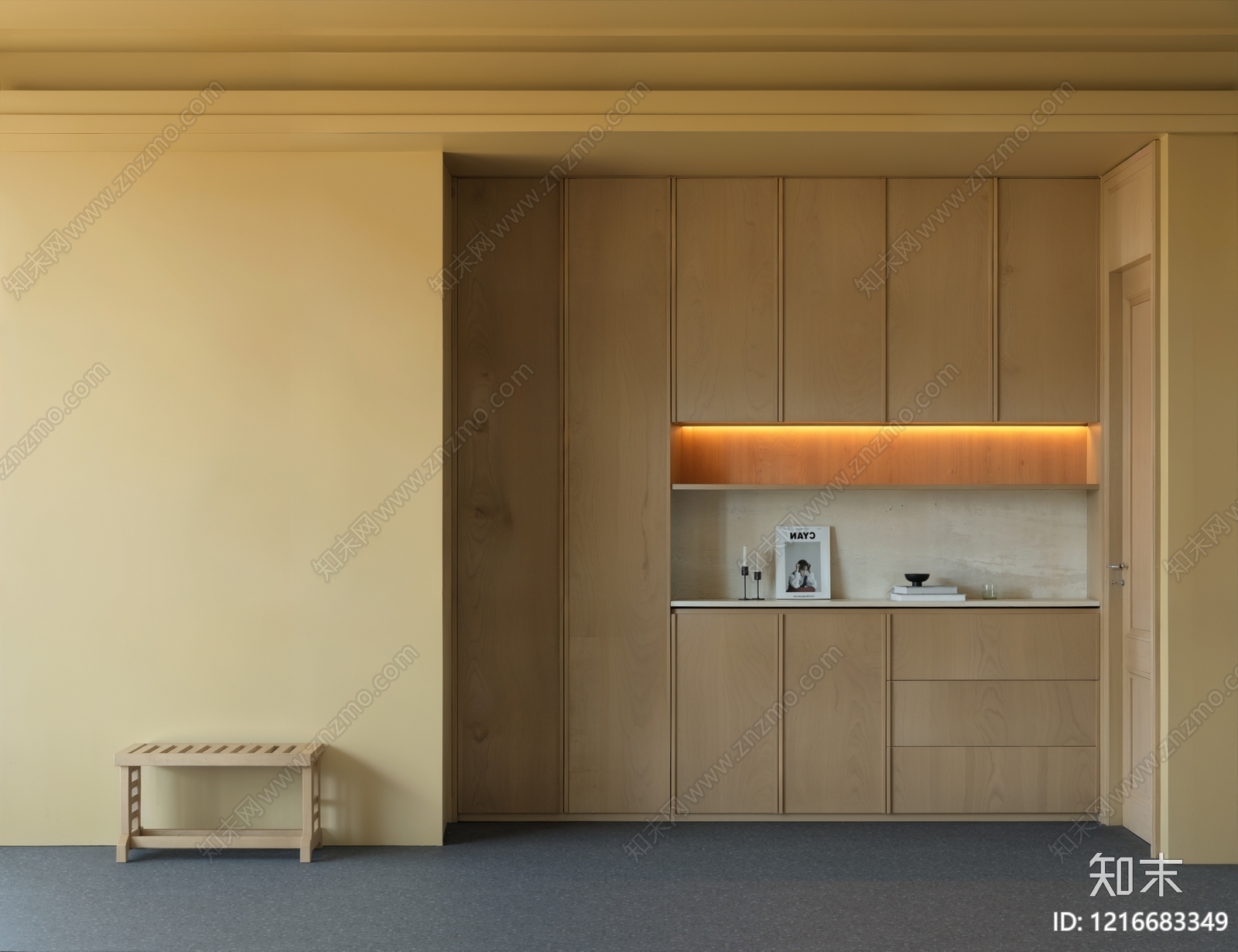 原木风玄关SU模型下载【ID:1216683349】