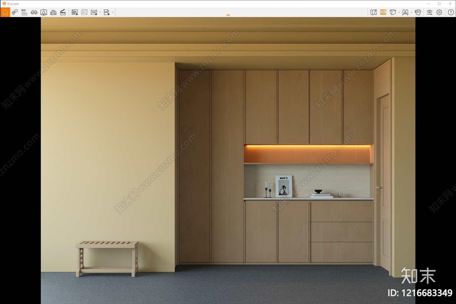 原木风玄关SU模型下载【ID:1216683349】