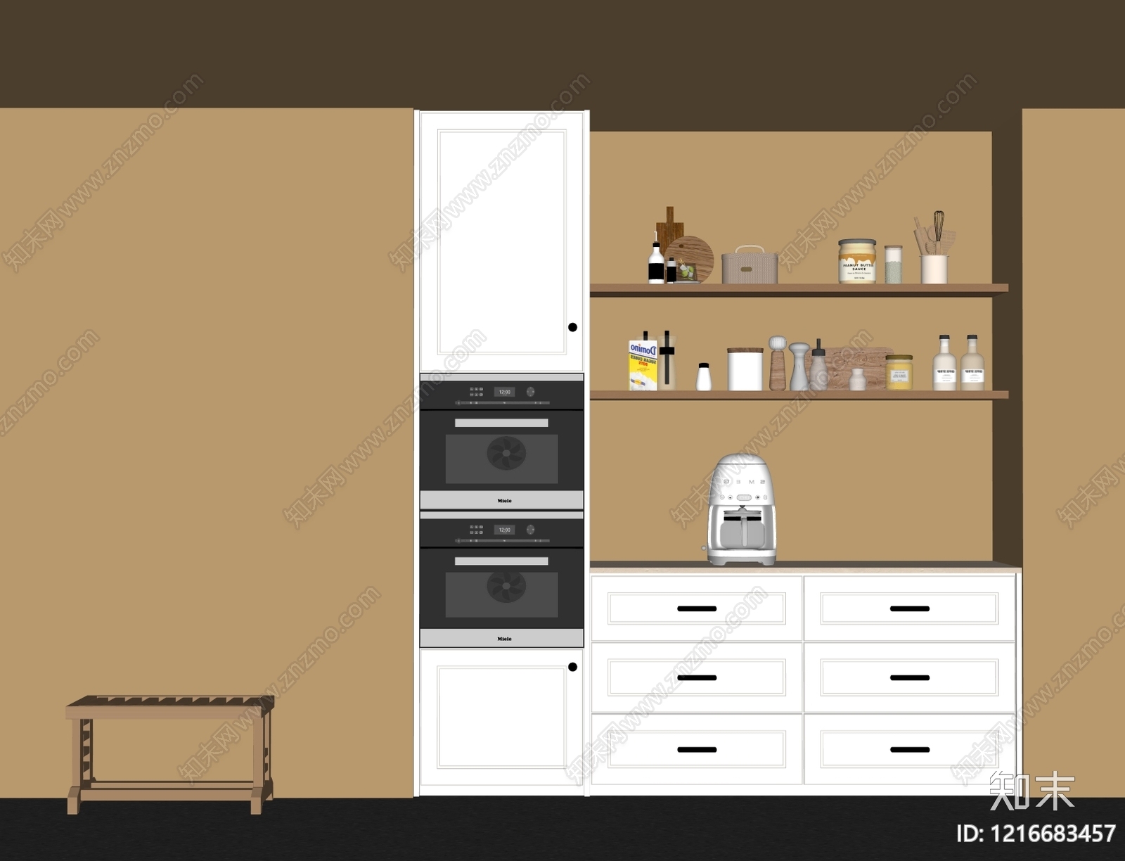 现代餐边柜SU模型下载【ID:1216683457】