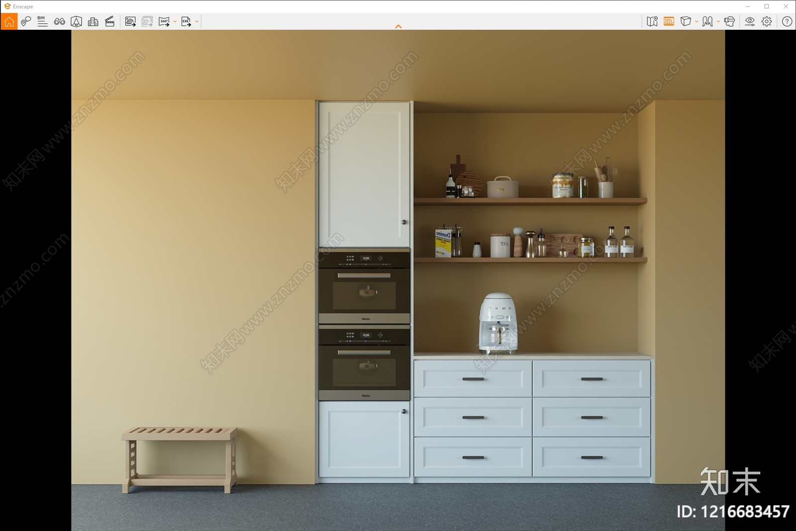 现代餐边柜SU模型下载【ID:1216683457】